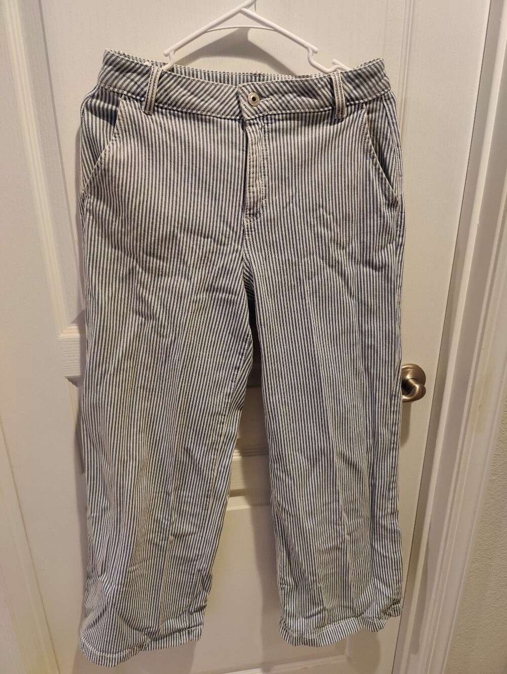 Style And Co. Blue Striped Wide Leg Denim Jeans